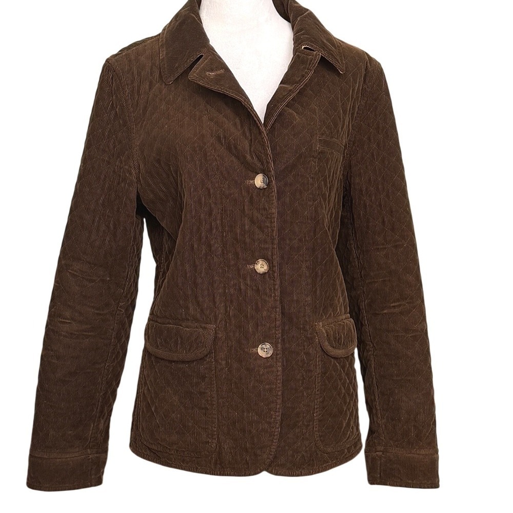 Vintage Brooks Brothers Brown Corduroy Quilted Barn Jacket Equestrian Womens 10